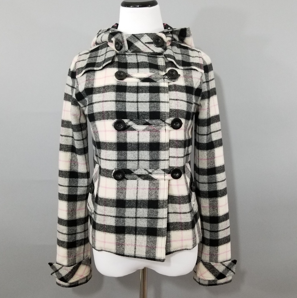 PINK VS Plaid Double Breasted Wool Jacket Size XS